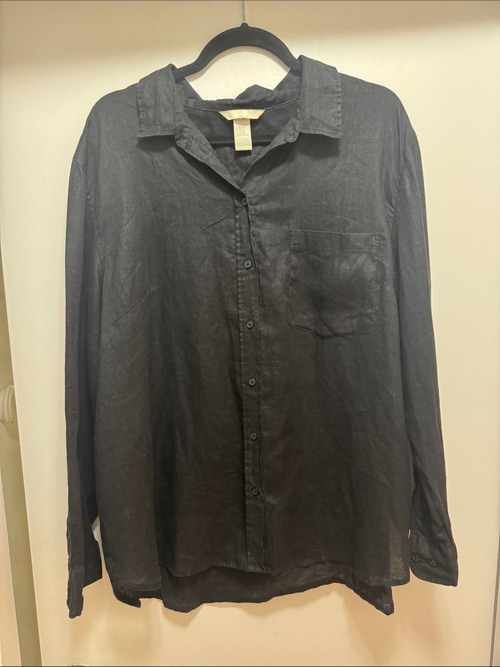 H&M Black Linen Button-Down Shirt